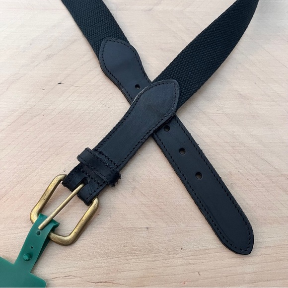 Surrey Classic Woven Black Belt with Gold Buckle Leather Ends NWT Men's XL 40-42 - Picture 3 of 5